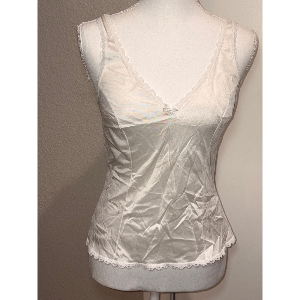 Vintage Warners Perfect Measure White Lace Camisole Tank Top 55200 USA Made 34
